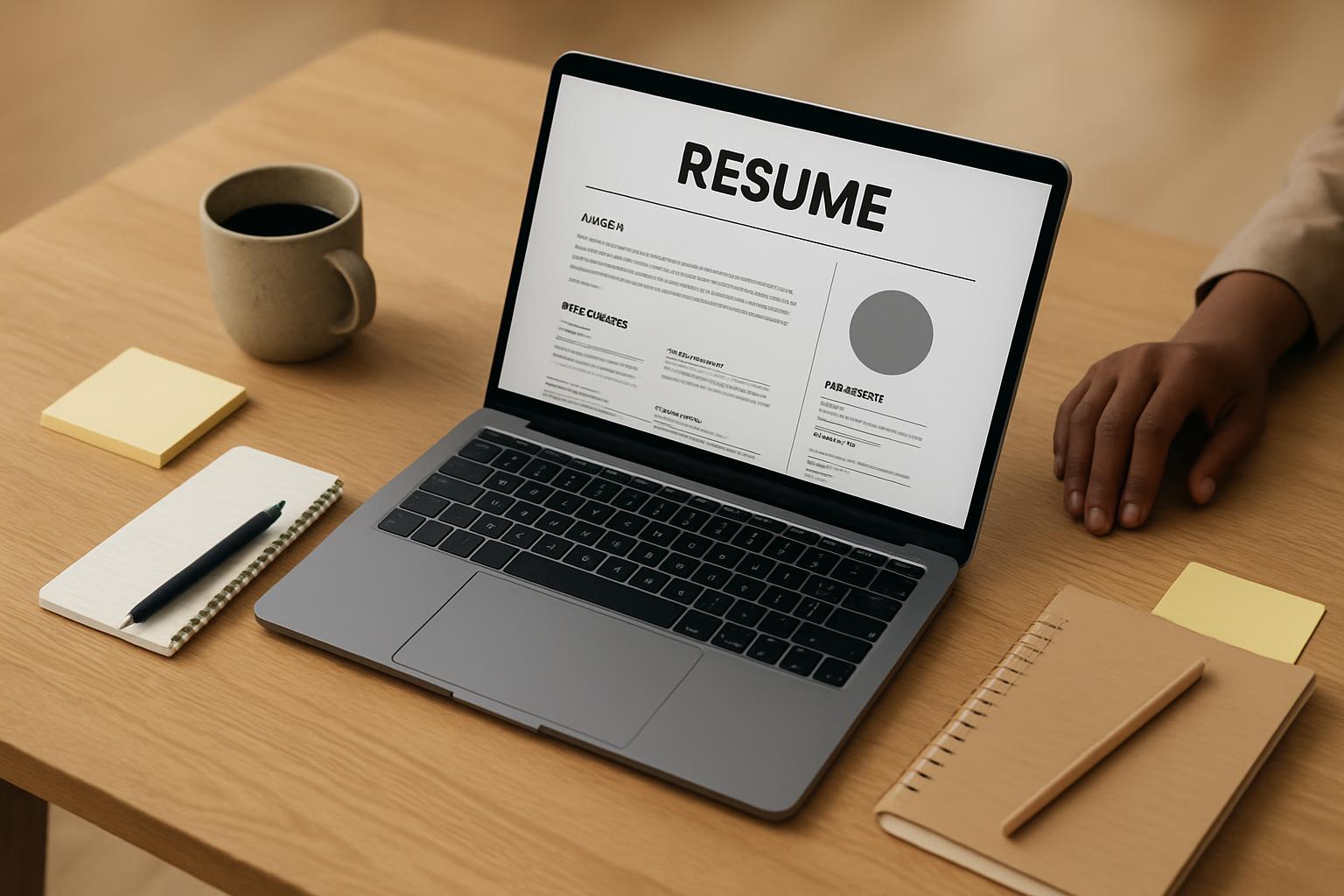 Professionelles Editorial-Foto eines Laptops mit Lebenslauf-Vorlage