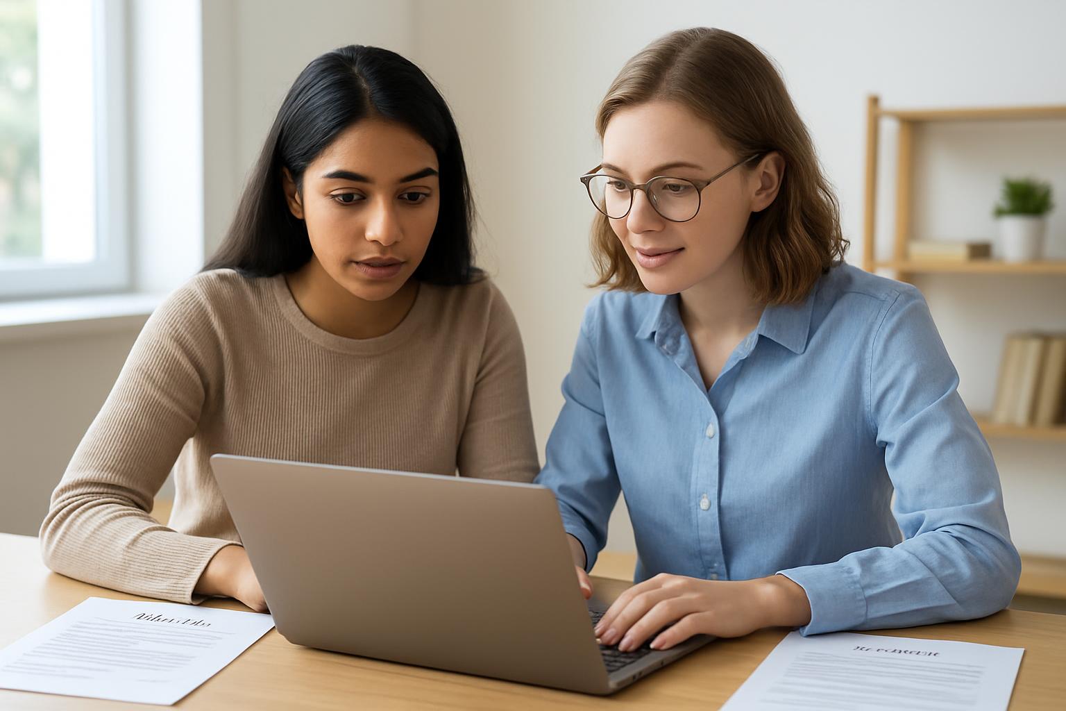 Studentinnen arbeiten an ihren Lebensläufen