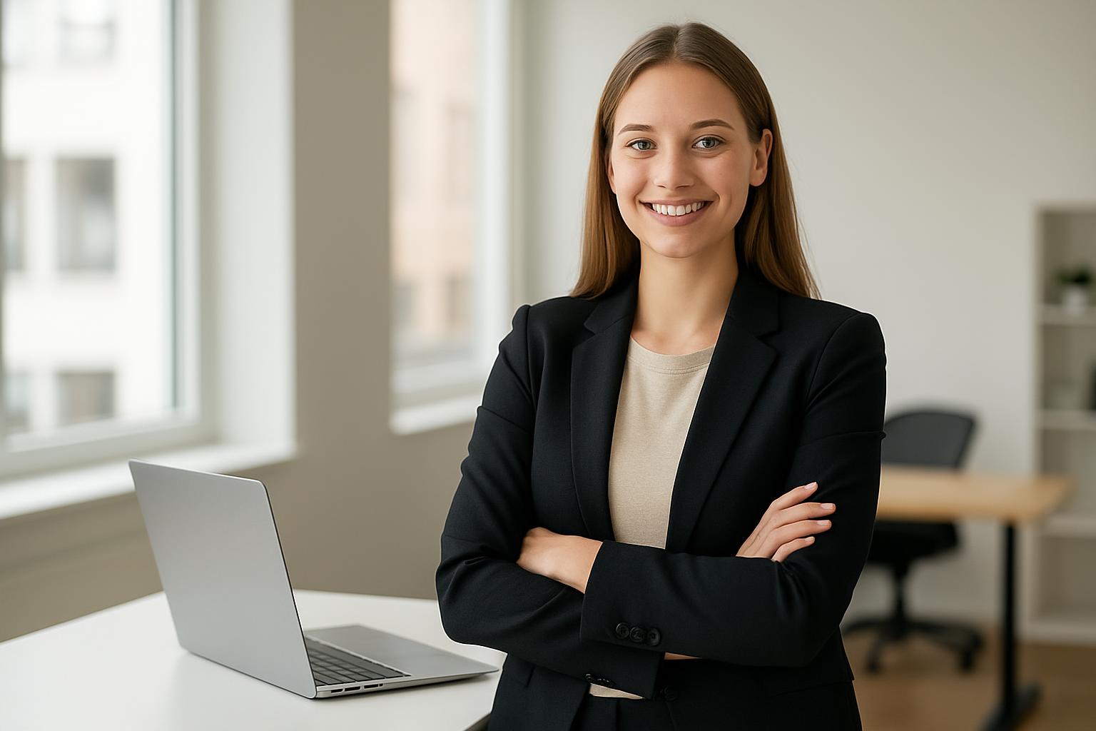 Schwedische junge Frau in einem modernen Büro